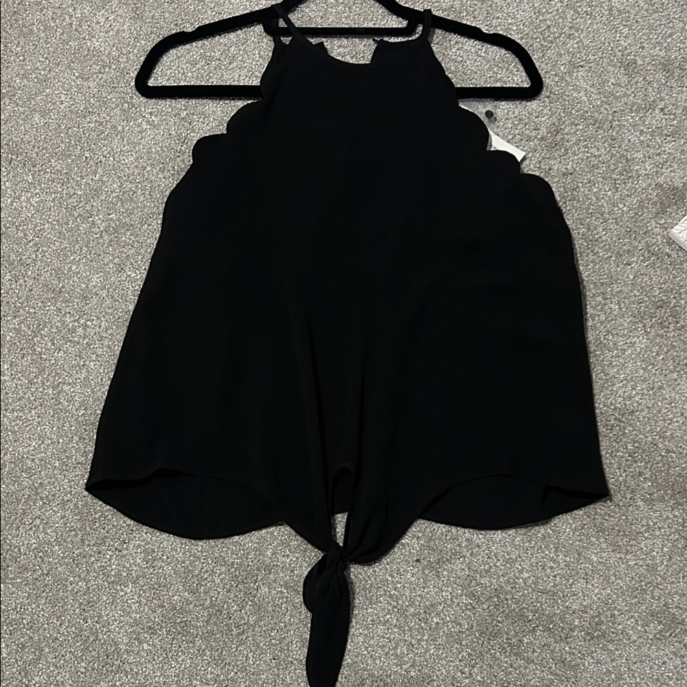 Francesca's Black Scalloped Halter Blouse